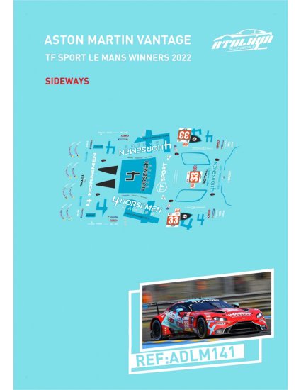 Atalaya Decals ADLM141 - for Sideways Aston Martin Vantage - TF Sport #33 - '22 Le Mans GTEAm Winner - Click Image to Close