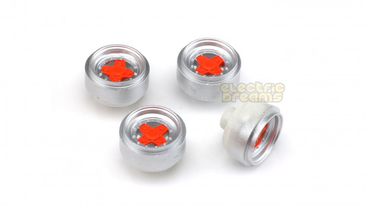 Team Slot 59043 - Pack of 4 Wheels - Gotti 73A Silver/Orange