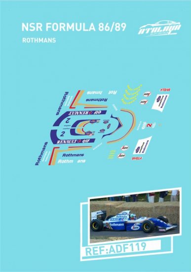 Atalaya Decals ADF119 NSR F1 - 1994 Williams FW16 Rothmans - Ayrton Senna - Click Image to Close