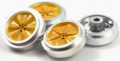 CTX 1030LA 50s Lotus wheels, plastic,yellow center, set of 4, for 3/32" axles