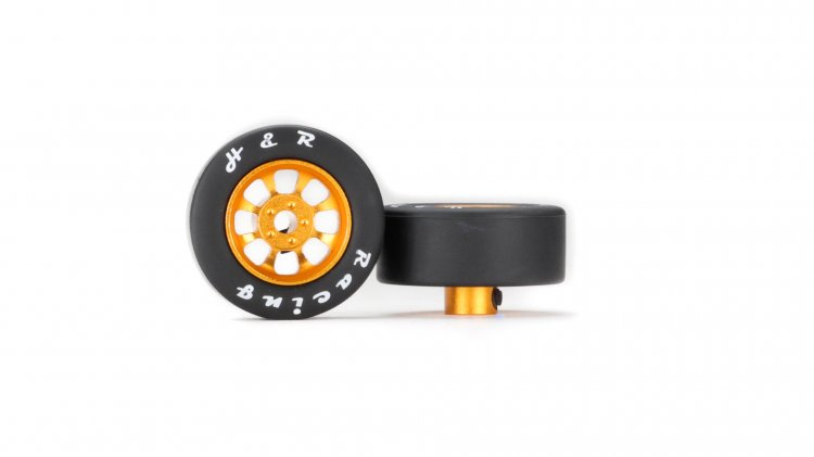 H&R HR1114 - Wheel/Tire Combo - 27 x 12mm - Silicone Tires - NASCAR Gold Wheels