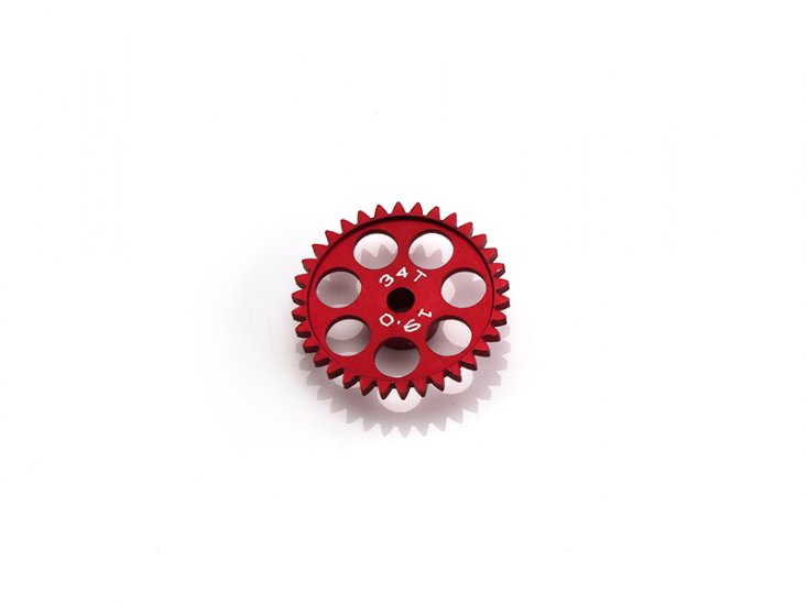 MR Slotcar MR6334 - Sidewinder Gear - 34T - 19.0mm diameter - Red Ergal - for Fly/Scalextric - Click Image to Close