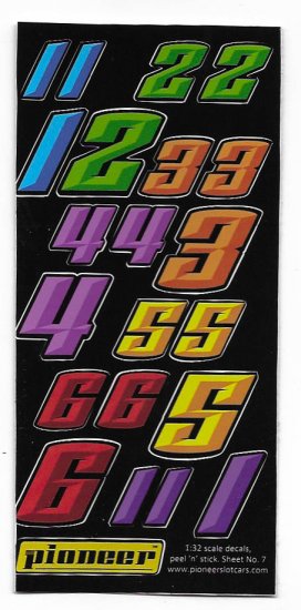 Pioneer DS202717 - Sticker Sheet #7, Various Racing Numbers - Click Image to Close