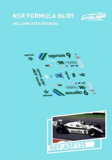 Atalaya Decals ADF135 - NSR F1 - 1982 Williams FW08 - Keke Rosberg - Click Image to Close