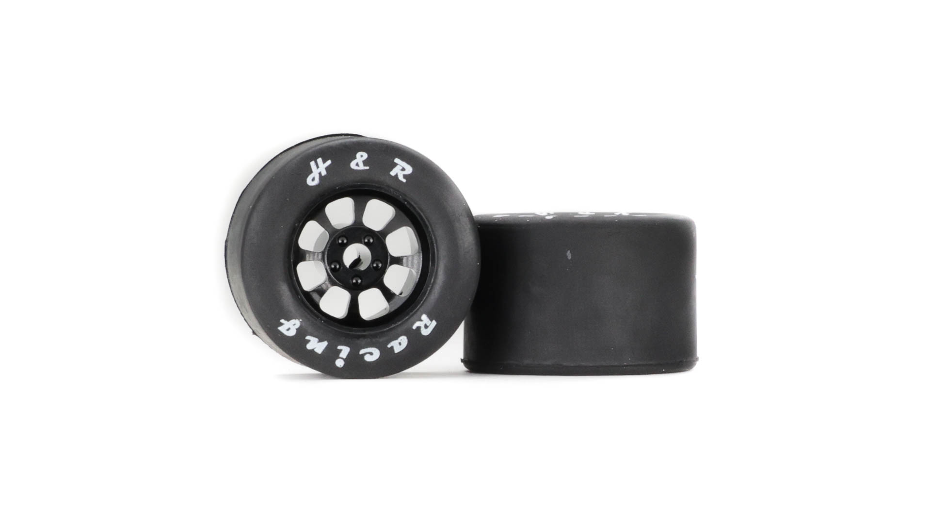 H&R HR1111 - Wheel/Tire Combo - 27 x 18mm - Rubber Tires - NASCAR Black Wheels