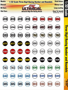 3302 1/32 scale 3-digit racing nunbers and roundels - Click Image to Close