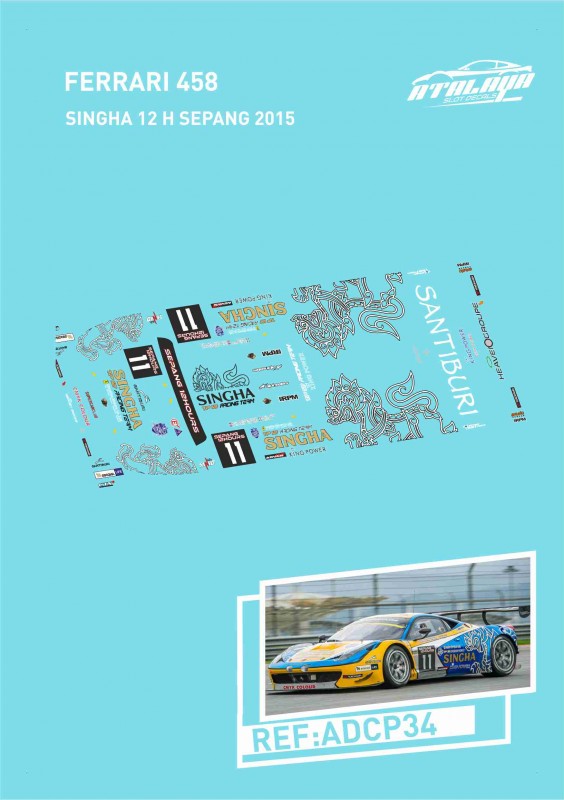 Atalaya Decals ADCP34 Ferrari 458 Singha, 12h Sepang 2015