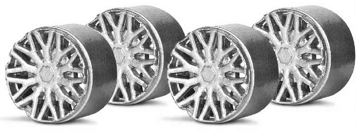 Slot.it PA13S - Wheel Inserts - BBS type - Silver - for 14.4mm F1 wheels - pack of 4 - DISCONTINUED