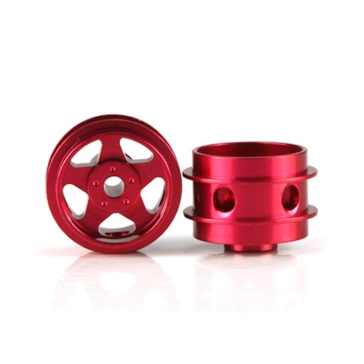 Staffs 51 - Red Alloy Wheels - 5-Spoke - 15.8 x 10mm - Air System - Drilled - pair