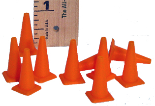HR 701 Safety cones, 1/32 or 1/24 scale, pk. of 10