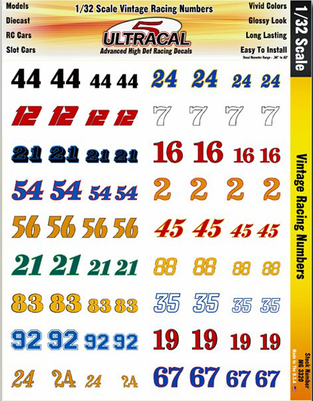 Artin 1/32 & some 1/24 Slot Car PEEL & STICK Body and Numbers easy to use/ Red 